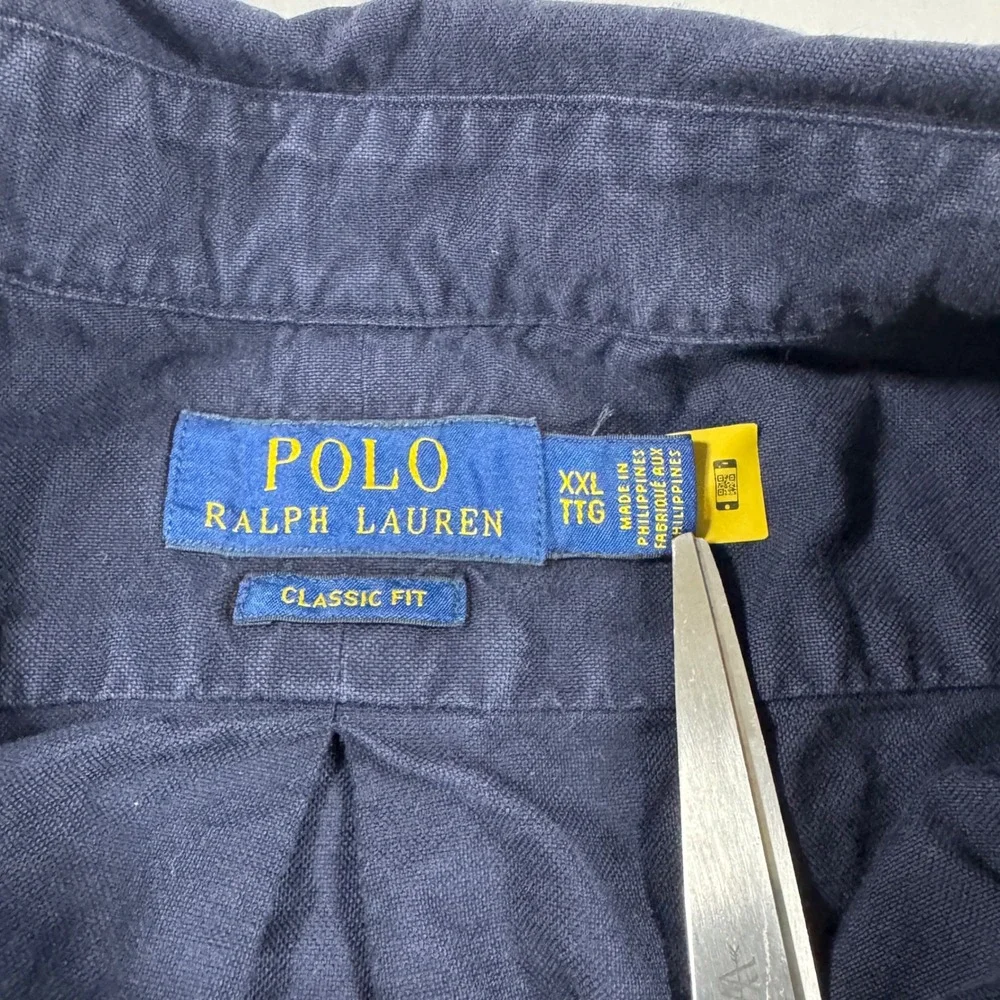 Polo Ralph Lauren Men's XXL Navy Blue Cotton Twill Classic Fit Button Down Shirt